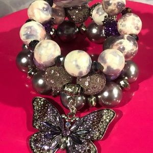 Triple Stack Butterfly Charm Bracelets